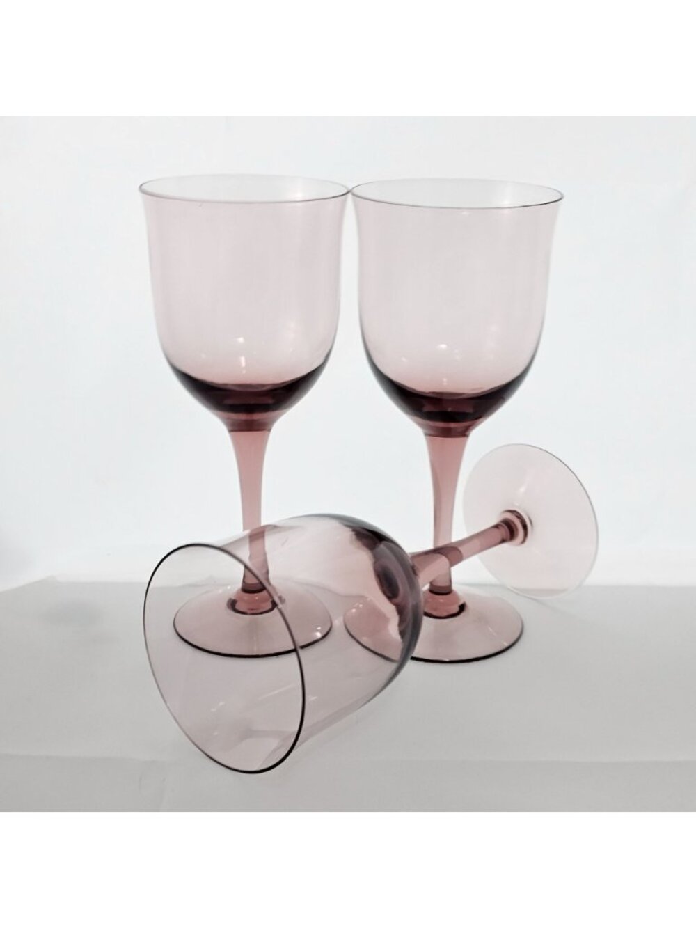 3 Noritake Remembrance Lavender Water Glasses 7.5" Japan 1980s stemware glasswar - Picture 5 of 10